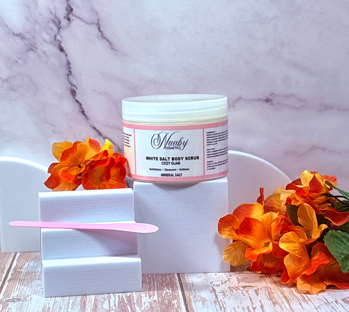 Cozy Glam – White  Salt Scrub