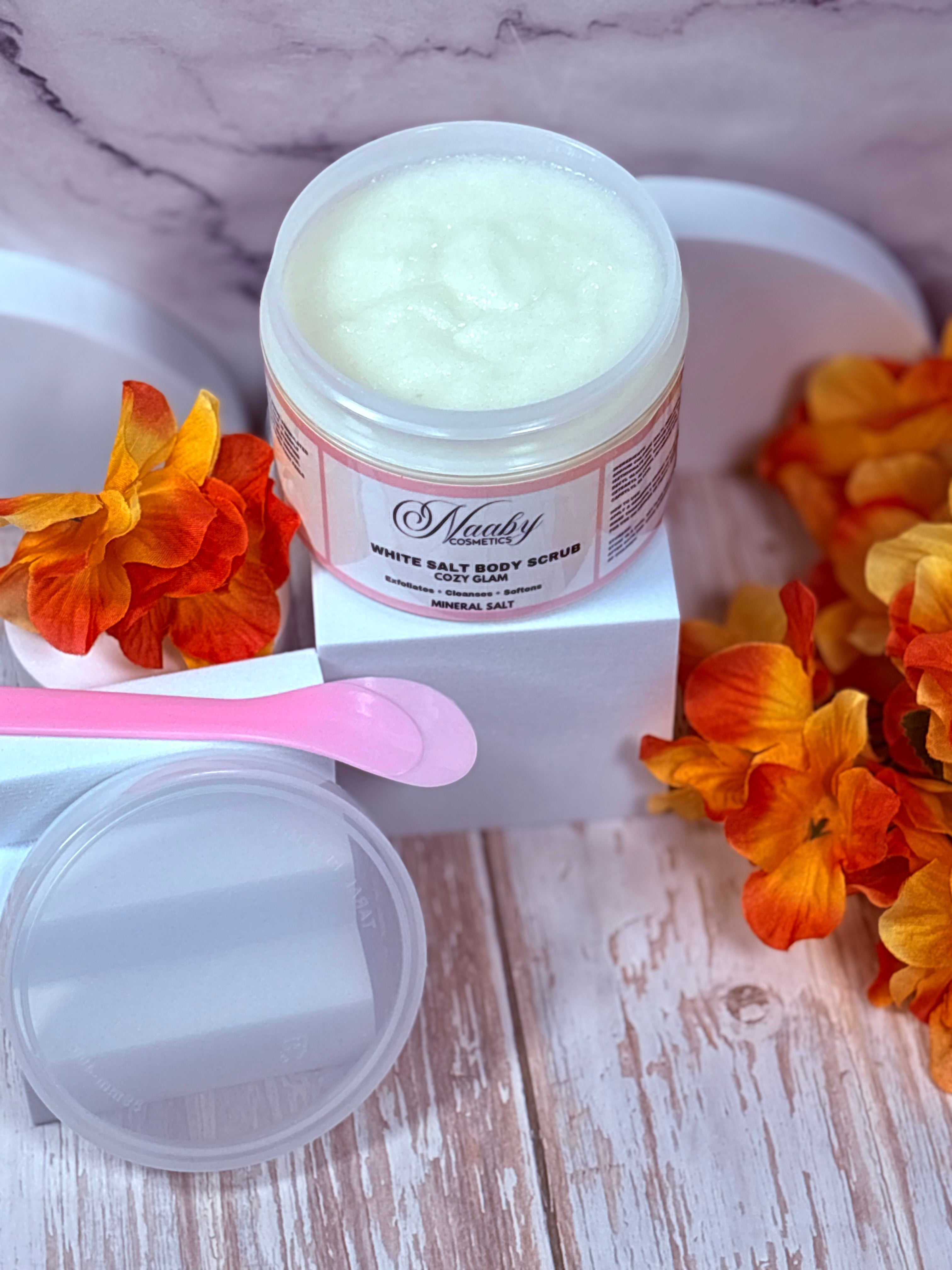 Cozy Glam – White  Salt Scrub