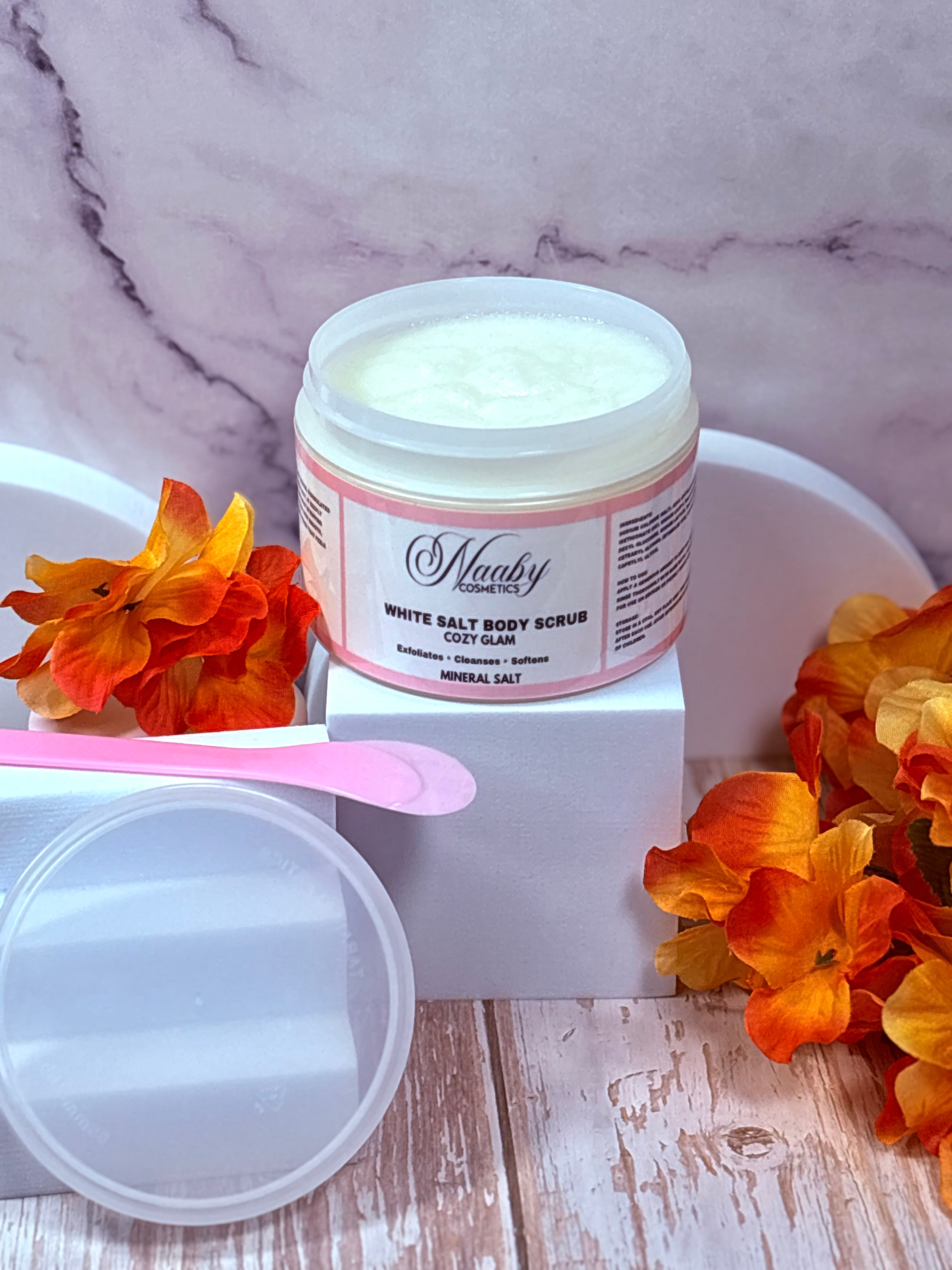 Cozy Glam – White  Salt Scrub