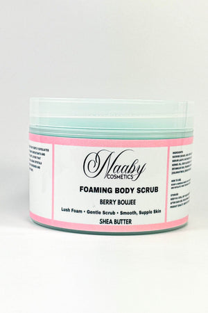 Jar of Naaby Cosmetics Foaming Body Scrub on a white background