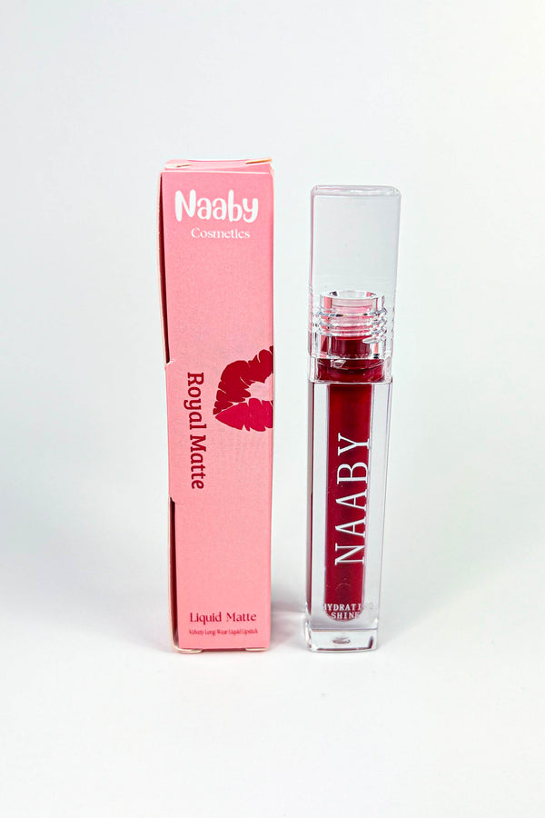 Naaby liquid matte lipstick with packaging on a white background