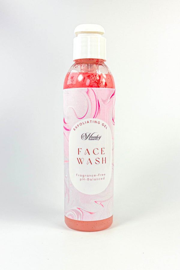 facial wash  bottle with pink and white design on a white background-Clarifying Deep-Clean Gel Cleanser