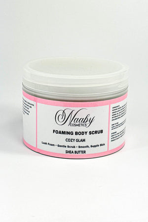 Jar of Naaby Cosmetics Foaming Body Scrub on a white background