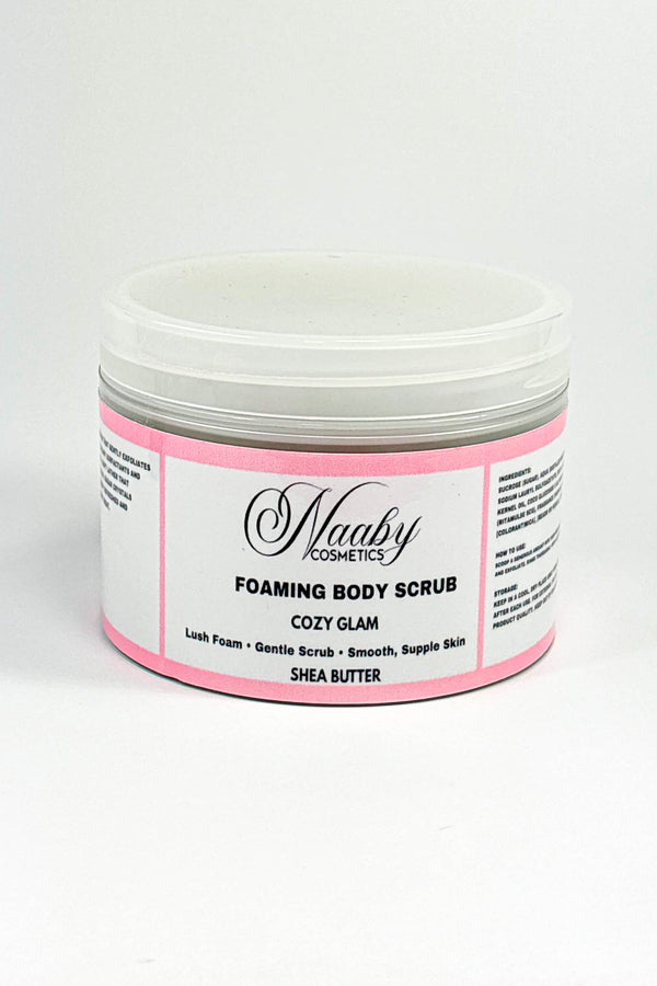 Jar of Naaby Cosmetics Foaming Body Scrub on a white background