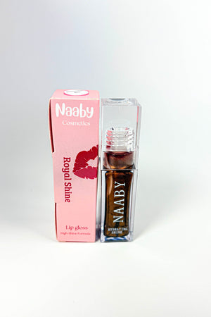Naaby lip gloss with packaging on a white background