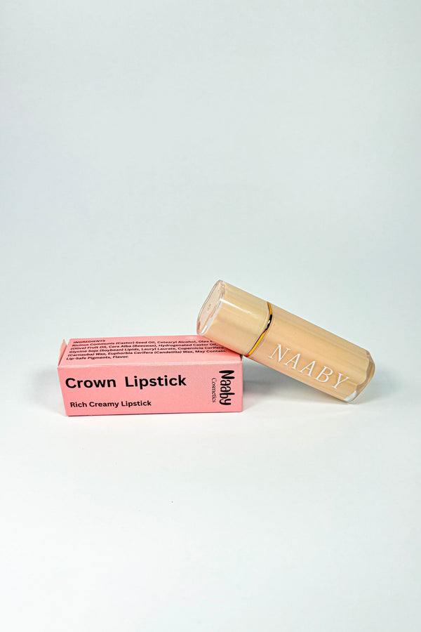 Naaby Crown Lipstick with packaging on a white background